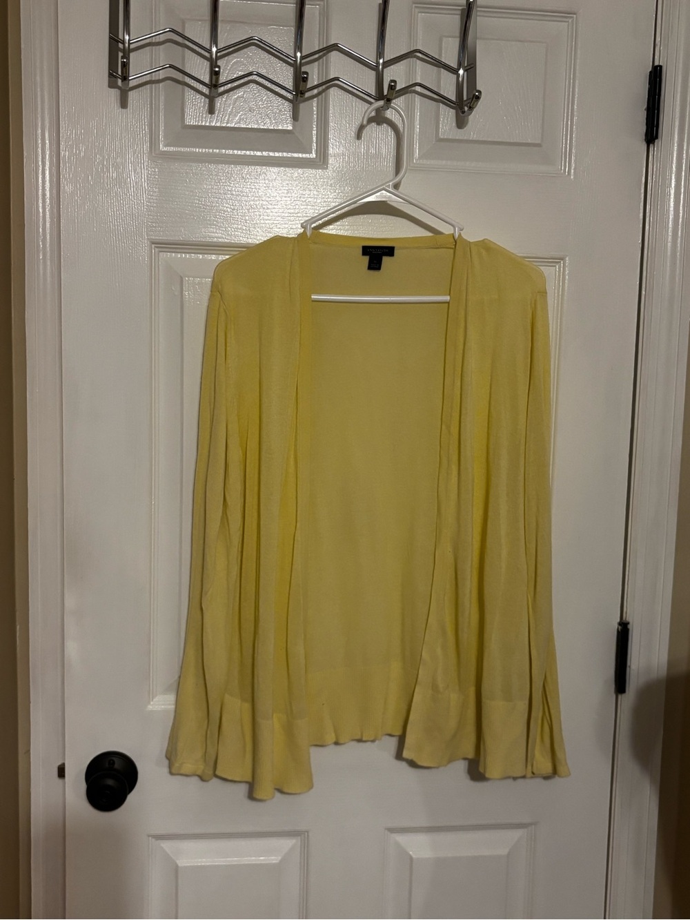 Ann Taylor Pale Yellow Lightweight Open-Front Cardigan